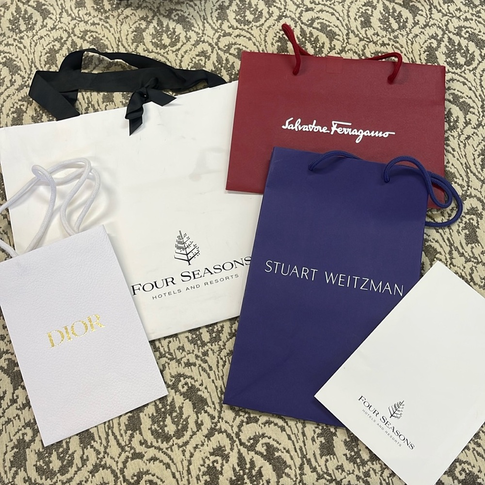 Assortment of Designer and Hotel Shopping Bags- 5 bags